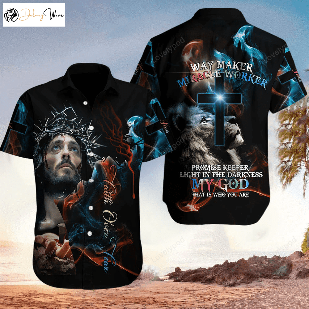 Jesus Faith Over Fear Hawaiian Shirt – Christian Shirts for Men & Women