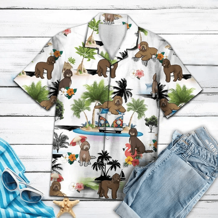 Hawaiian Labradoodle Aloha Shirt: Funny Cartoon Men Women s Vacation Attire