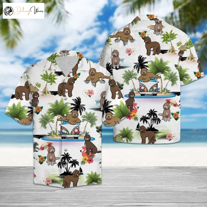 Hawaiian Labradoodle Aloha Shirt: Funny Cartoon Men Women s Vacation Attire