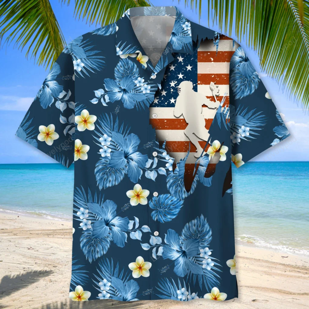 Lacrosse USA Nature Hawaiian Shirt for Men: The Perfect Lacrosse Life Gift