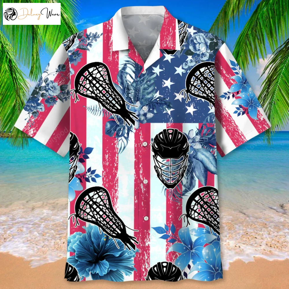 Lacrosse USA Nature Hawaiian Shirt for Men: The Perfect Lacrosse Life Gift