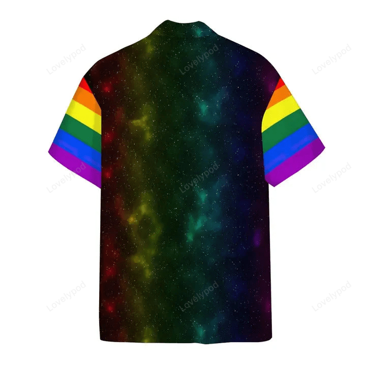 LGBT Hawaiian Shirt: Astronaut Rainbow Flag Galaxy Aloha Design for Hawaii LGBTQ+ Pride