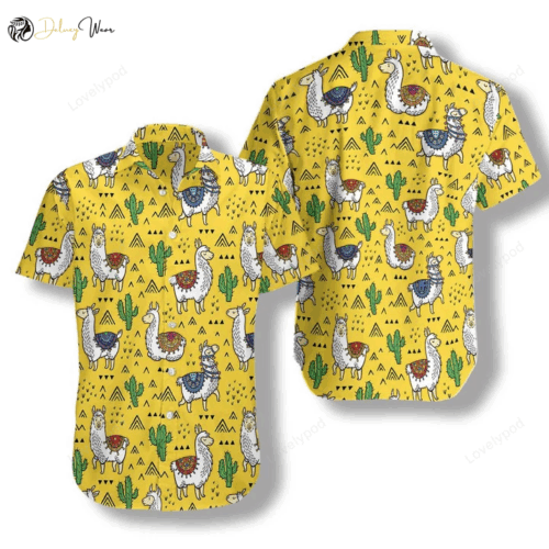 Llamas Cactuses Hawaiian Shirt: Unisex Tropical Style for Men & Women