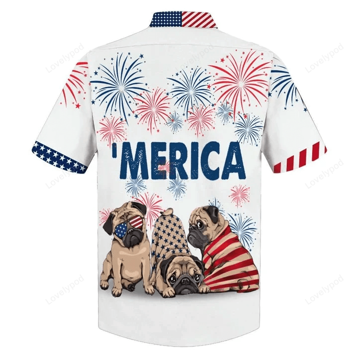 Love Pug 4th of July Hawaiian Shirt – Independence Day Hawaii Shirt for Men & Women