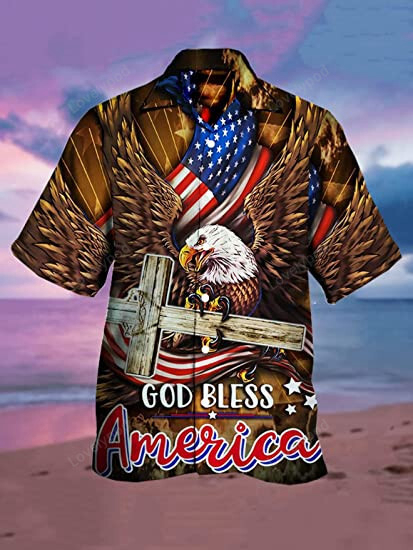 4th of July Men s American Flag Print Shirt – Summer Aloha Beach Shirts