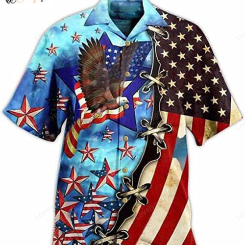 4th of July Men s American Flag Print Shirt – Summer Aloha Beach Shirts