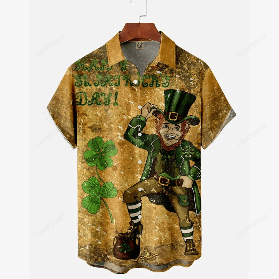 Get Lucky on St Patrick s Day with Men s Irish Leprechaun Hawaiian Shirt – Perfect Gift!