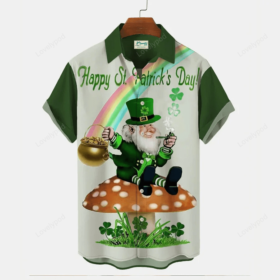 Get Lucky on St Patrick s Day with Men s Irish Leprechaun Hawaiian Shirt – Perfect Gift!