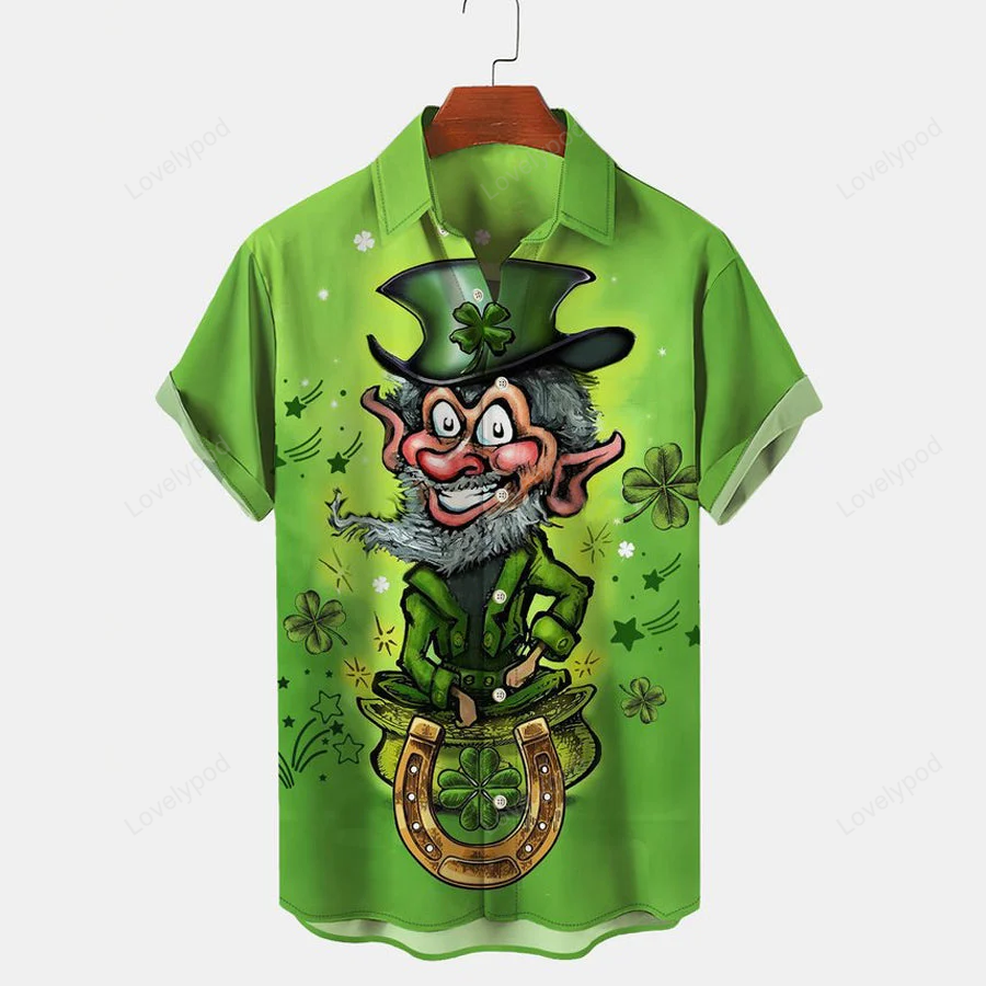 Get Lucky on St Patrick s Day with Men s Irish Leprechaun Hawaiian Shirt – Perfect Gift!