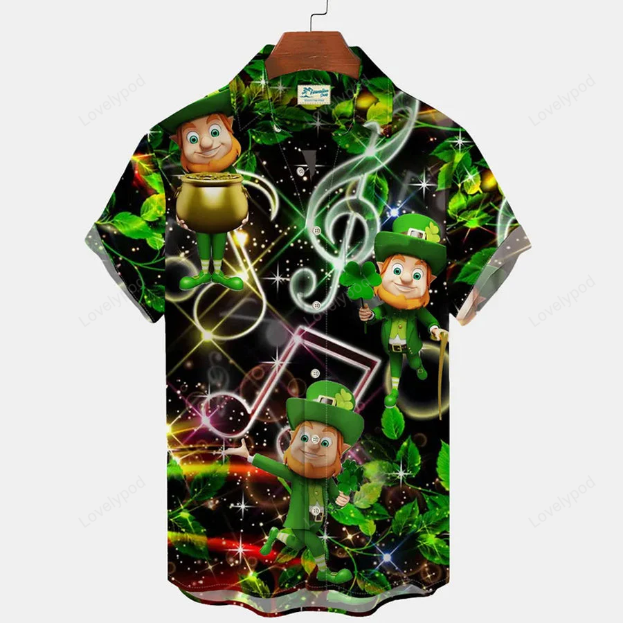 Get Lucky on St Patrick s Day with Men s Irish Leprechaun Hawaiian Shirt – Perfect Gift!