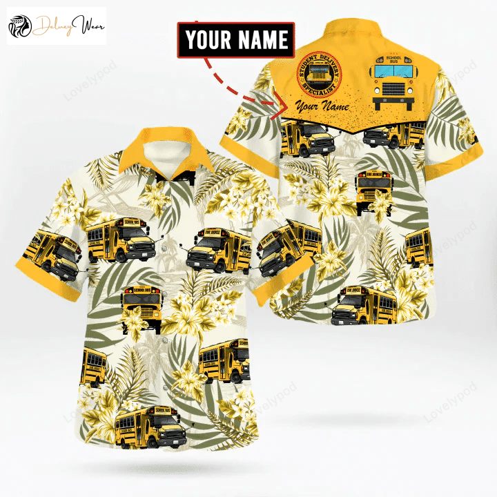 Men s School Bus Driver Hawaiian Shirt – Fun Summer Gift for Bus Drivers