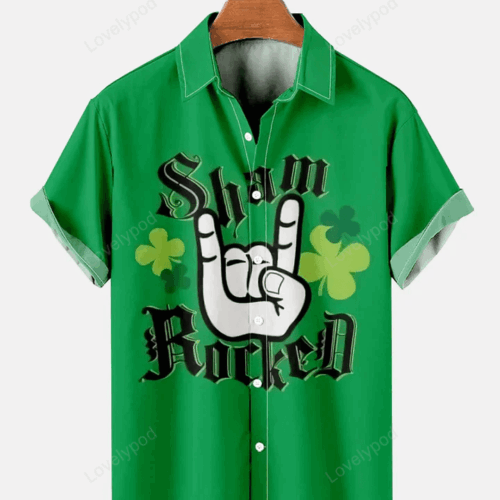 Sham Rocked Men s Hawaiian Shirt – St Patrick s Day Print