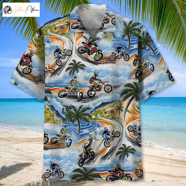 Vintage Hawaiian Motocross Shirt: Short Sleeve Moto Race Day Shirts