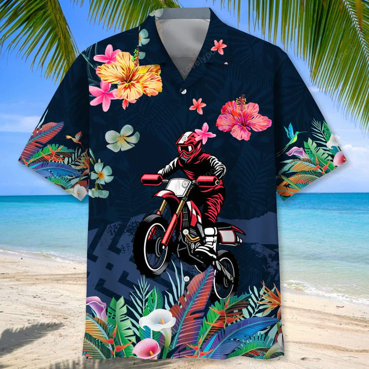 Vintage Hawaiian Motocross Shirt: Short Sleeve Moto Race Day Shirts