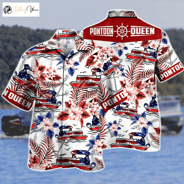 Shop the Vibrant Multicolor Aloha Hibiscus Pontoon Queen Hawaiian Shirt
