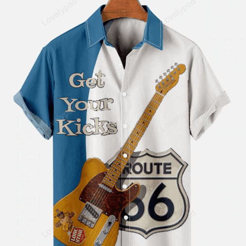 Men s Plus Size Hawaiian Shirt: Casual Loose Short Sleeves – Musical Instrument Inspired