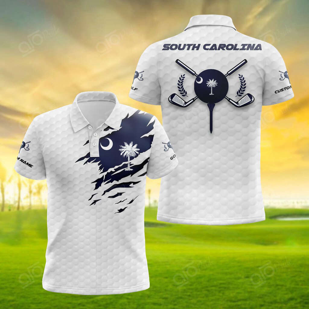 New Custom Name South Carolina Golf 3D Polo Shirt For Men Sport Gift For Men Sport Gift