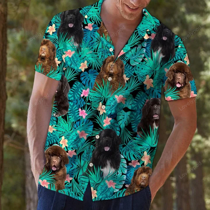 Newfoundland Hawaii Shirt: Tropical Leaves & Hibiscus Design for a Lovely Island Vibe