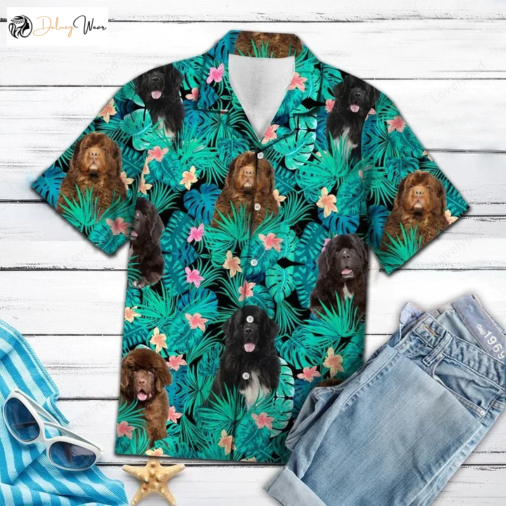 Newfoundland Hawaii Shirt: Tropical Leaves & Hibiscus Design for a Lovely Island Vibe