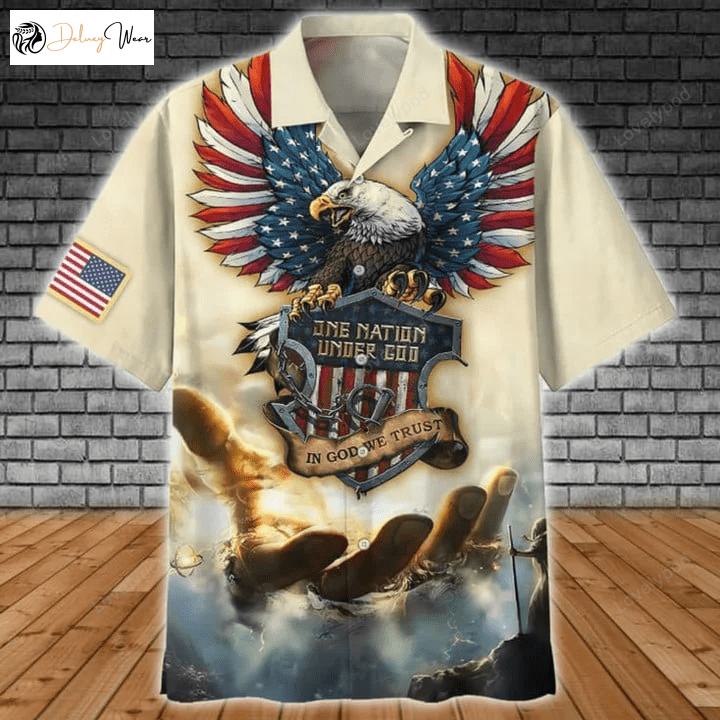 One Nation Under God Hawaiian Shirt – Full Printed Eagle Design for Patriotic Style