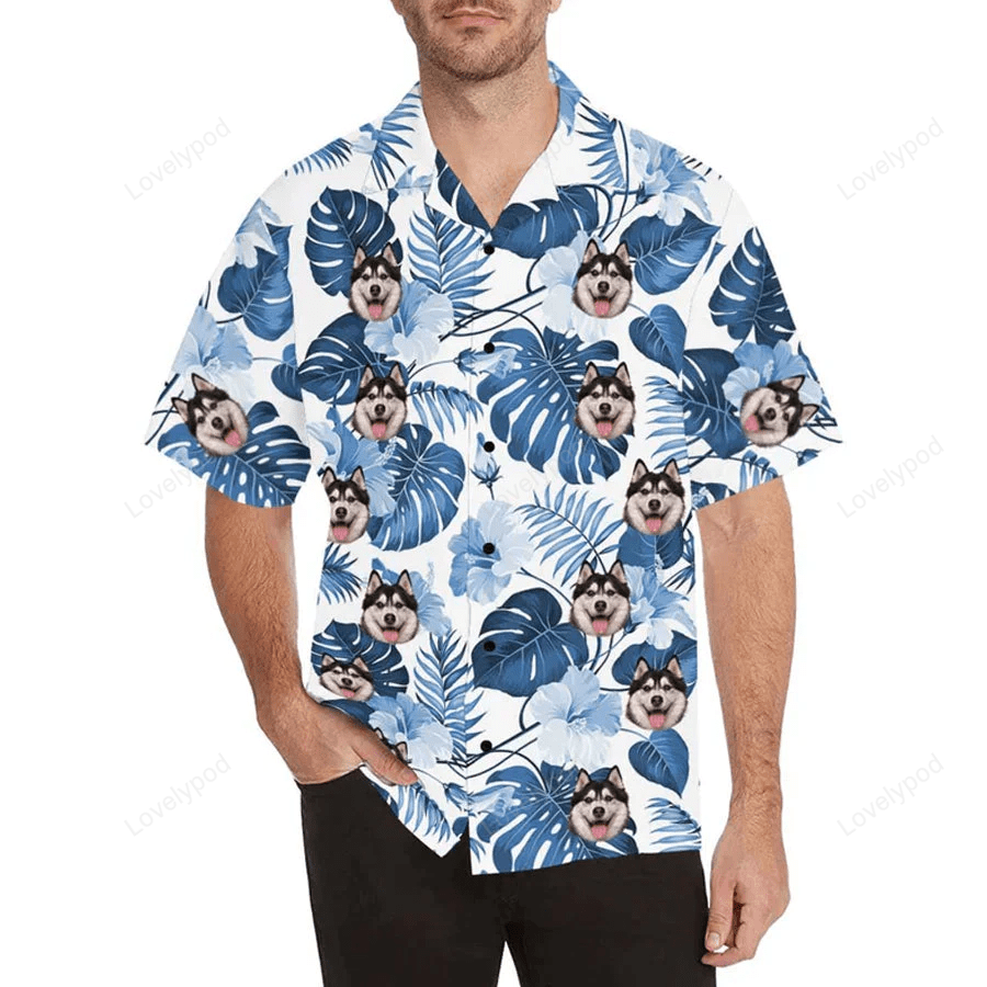 Custom Dog Face & Hawaiian Shirts: Personalized Floral Aloha for Men