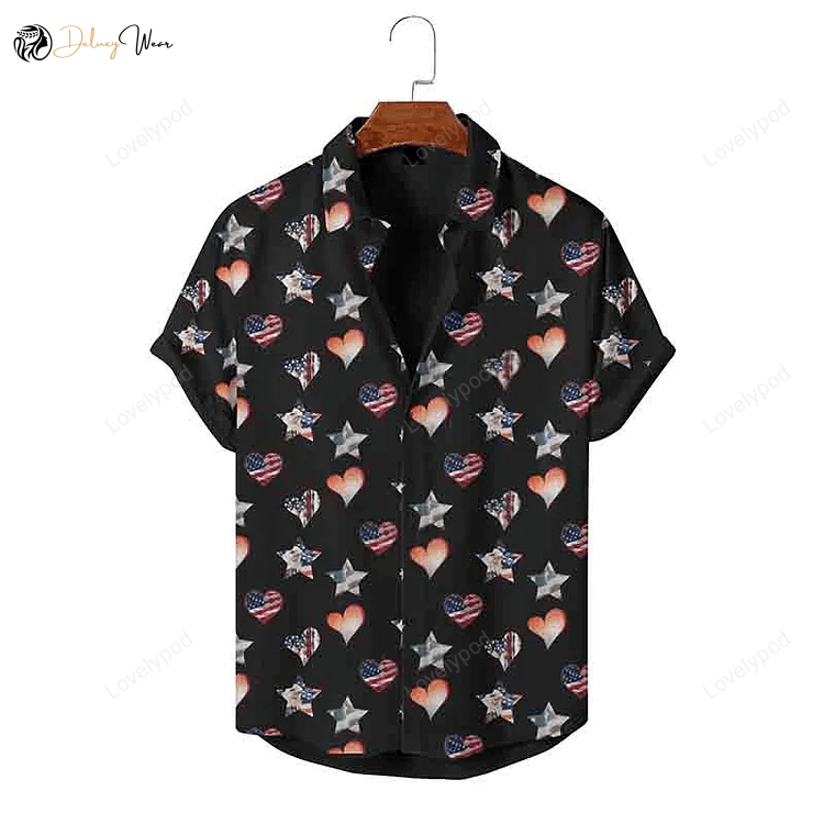 4th of July Hawaiian Shirt: Personalized Flag Pattern Holiday Short Sleeve Shirt