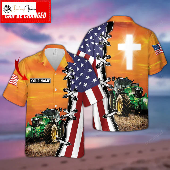 Custom 3D Hawaiian Shirt: Personalized US Tractor Print Unique & Stylish Design