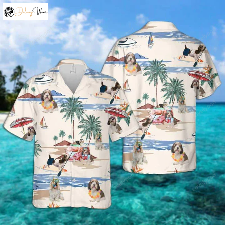 Petit Basset Griffon Vendeen Summer Beach Hawaiian Shirt – Men s & Women s Short Sleeve Aloha Beach Shirt