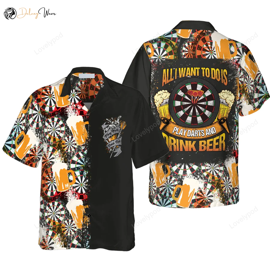 Play Darts & Drink Beer Hawaiian Shirt – Perfect Gift for Dart Players