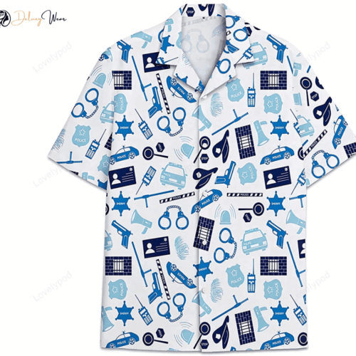 Stylish Police Pattern Short Tall Hawaiian Shirt – Men & Women