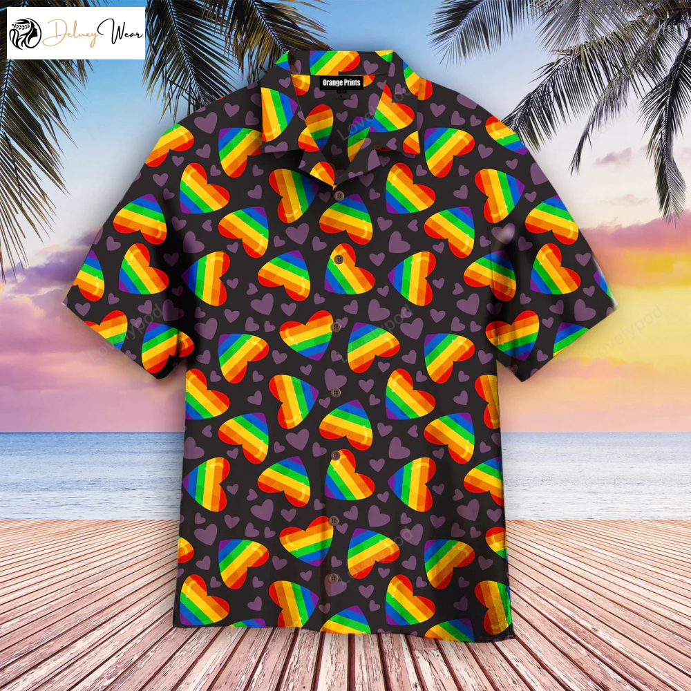 Rainbow Heart LGBT Hawaiian Shirt – Vibrant LGBT Lesbian and Gay Shirt for Pride