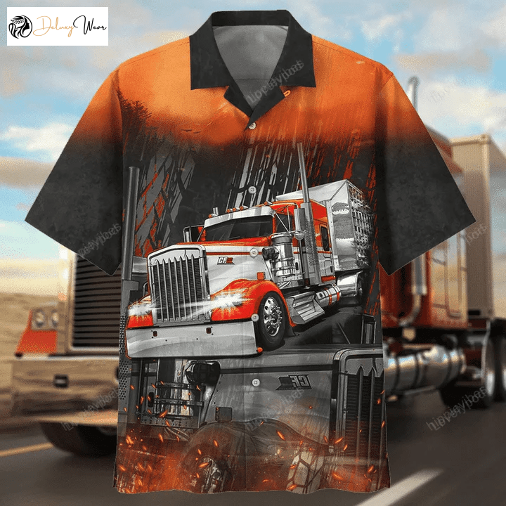 Vintage Red Truck Driver Hawaiian Shirt: Retro Style Design