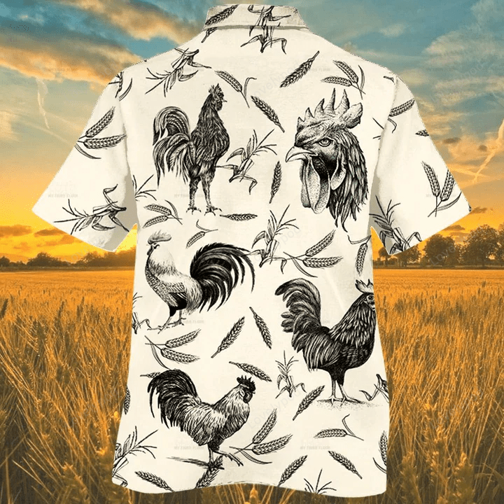 Rooster Farm Lovers Hawaiian Shirt – Animal Rooster Men s Shirts