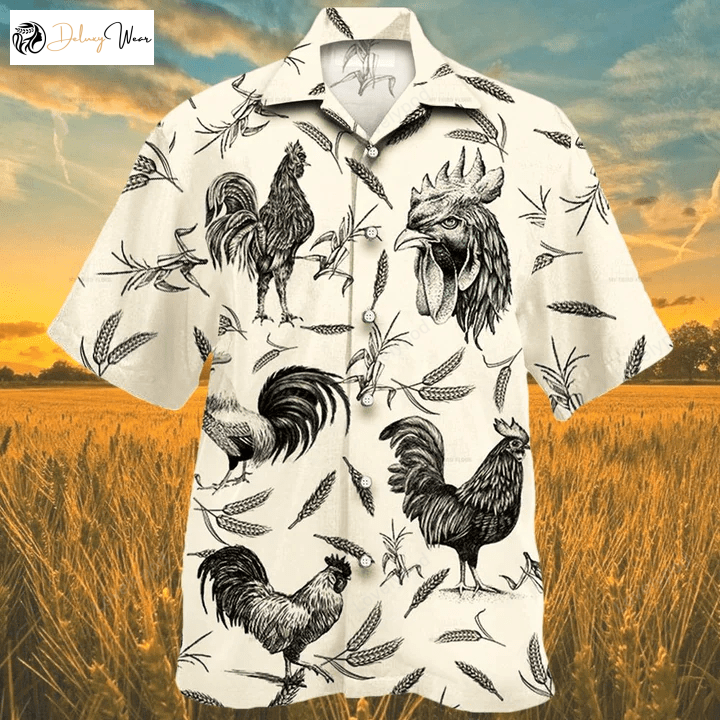 Rooster Farm Lovers Hawaiian Shirt – Animal Rooster Men s Shirts