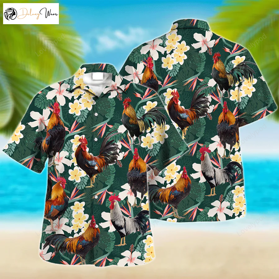 Farm Lover Rooster Hawaiian Shirt: Animal Lover Shirt for Men & Women