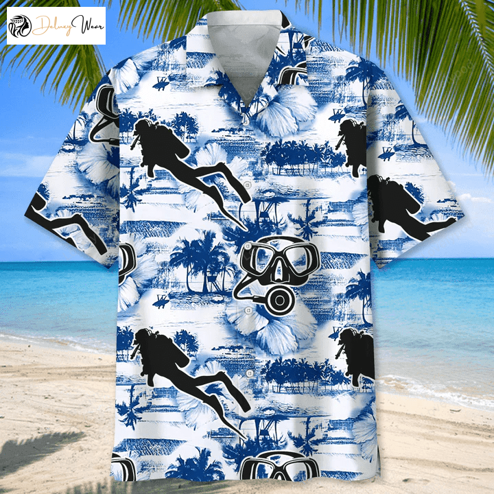 Stylish Scuba Diving Hawaiian Shirt for Men Dive into Nature with Scuba Diving Life Shirt & Gifts