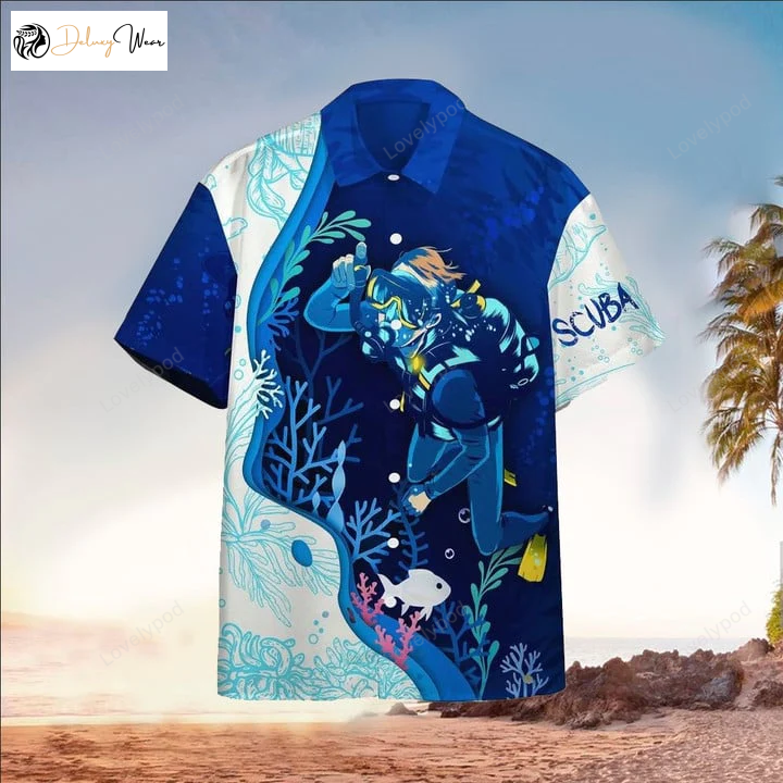 Scuba Hawaiian Shirt: Perfect Gift for Scuba Lovers – Dive into Style!