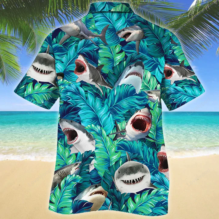Shark Lovers Gift Hawaiian Shirt Summer Short Sleeve Aloha Shirt for Men & Women