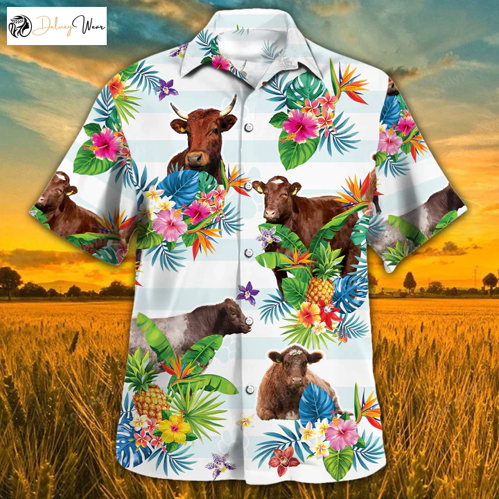 Shorthorn Hawaiian Theme Plants Pineapple All Over Printed 3D Hawaiian Shirt – Vibrant Tropical Style!