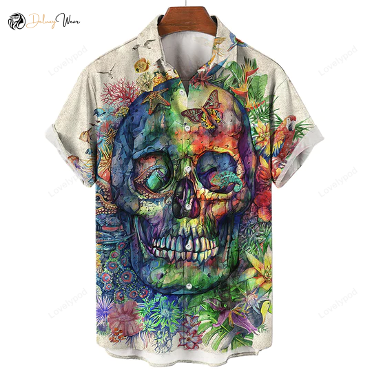 Skull Hawaiian Shirt: Men & Women s Skull Aloha Shirt Perfect Gift for Skull Lovers