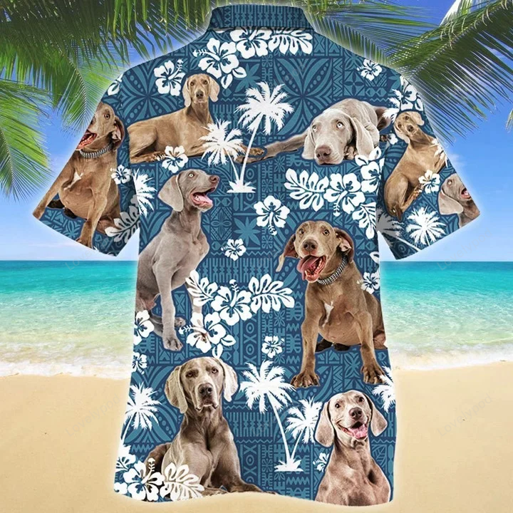 Stylish Smart Weimaraner Dog Lovers Hawaiian Shirt – Summer Mens Button Down Short Sleeve