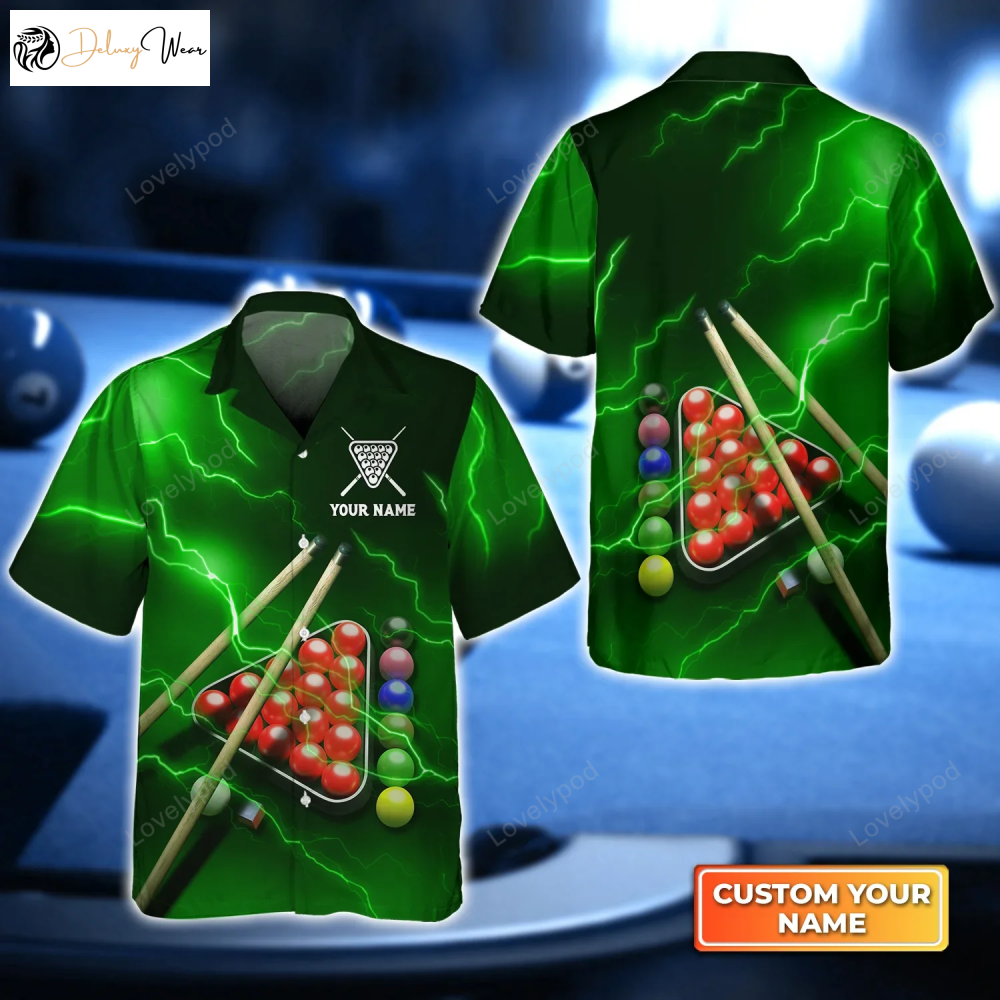 Snooker Thunder Lightning 3D Hawaiian Shirt – Stylish Billiard Team Shirt for Men and Women