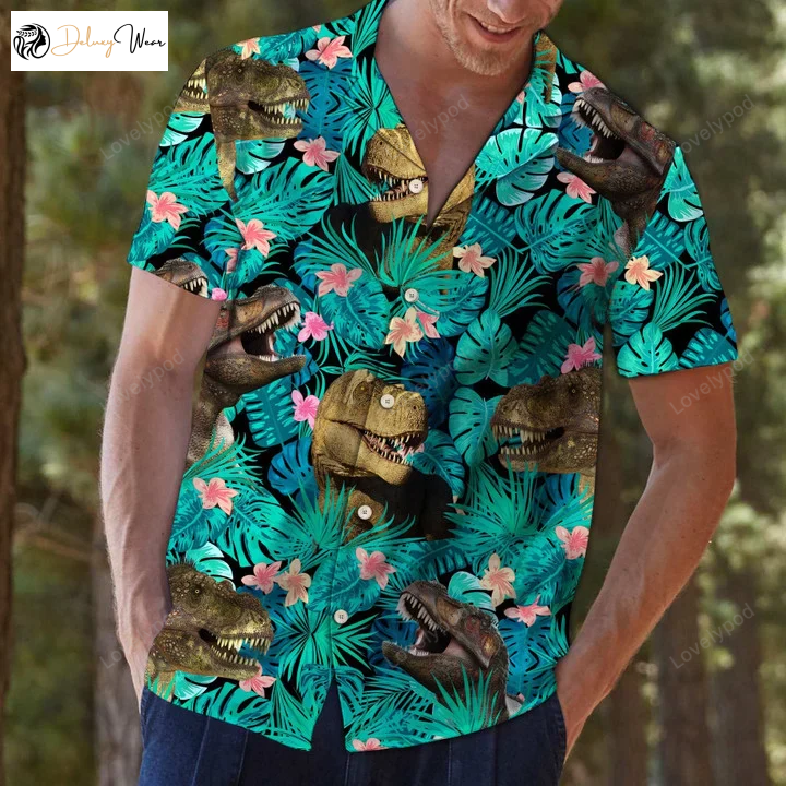 T-Rex Tropical Hawaiian Shirt: Fun Summer Gift for Men & Women