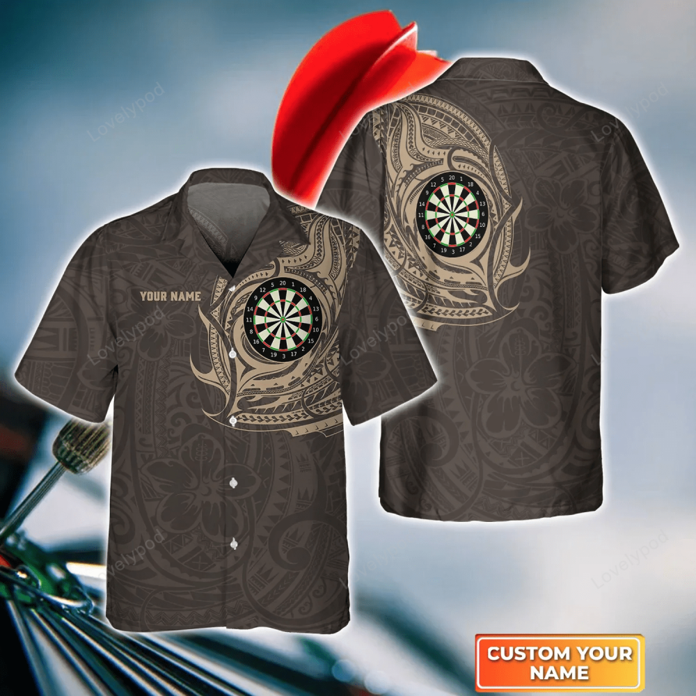 Customized Name 3D Hawaiian Shirt for Darts Team Throwing Bullseyes Dartboard Player