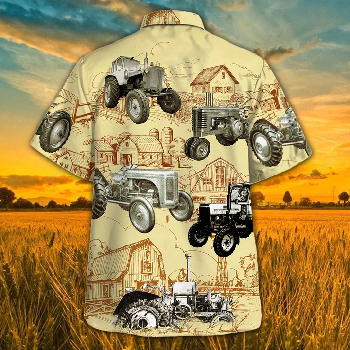 Vintage Hawaiian Tractor Farm Shirt: Stylish Men s & Women s Animal Print Shirts