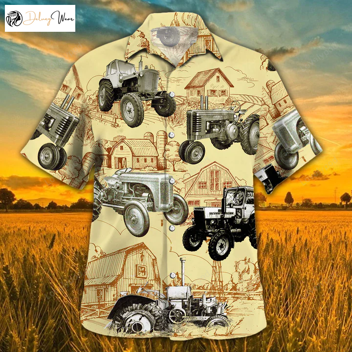 Vintage Hawaiian Tractor Farm Shirt: Stylish Men s & Women s Animal Print Shirts