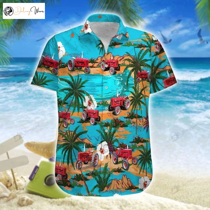 Beach-Printed Tractor 3D Hawaiian Shirt for Men & Women – Fun & Stylish Summer Attire