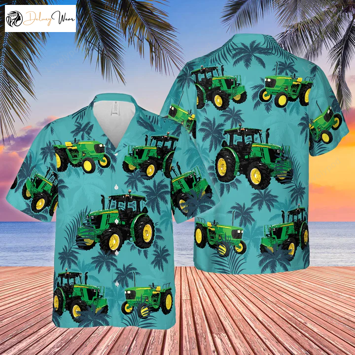Vibrant Tractors Tropical Plant Hawaiian Shirt – All Over Printed 3D Design