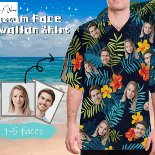 Custom Tropical Flower Hawaiian Shirt – Personalize Face & Photo for Summer Vacation