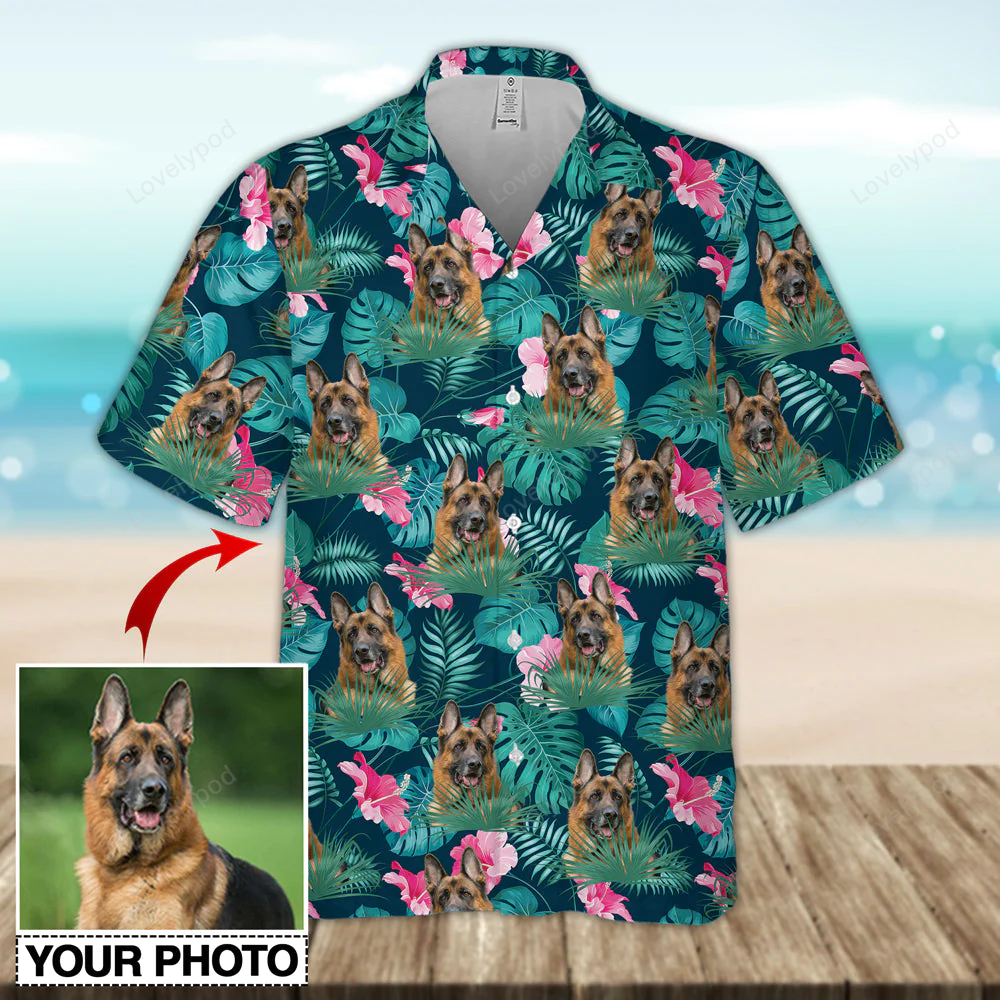 Custom Tropical Flowers with Dog Hawaiian Shirt – Perfect Gift for Dog Lovers Aloha Summer Style